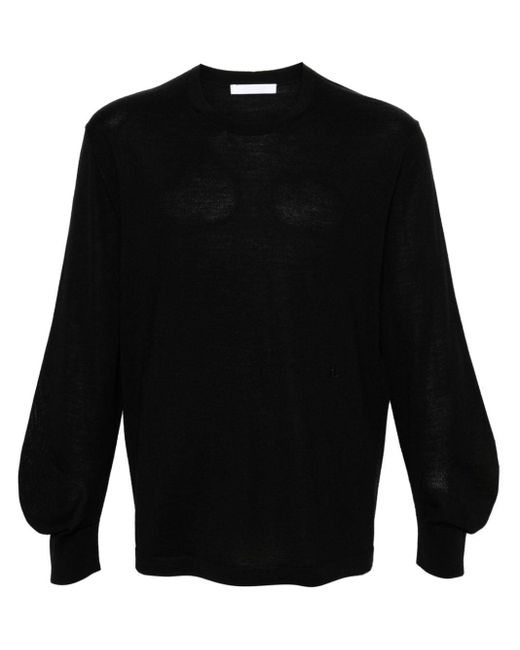 Helmut Lang Curve-sleeve Fine-knit Jumper in het Black