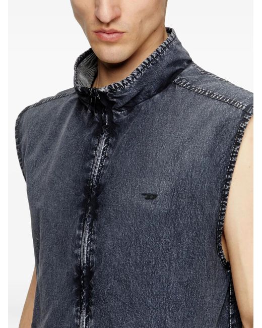 DIESEL Blue J-Erb Denim-Effect Sleeveless Gilet for men