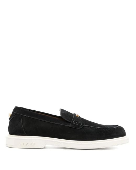 Versace Black Crosta Loafers for men