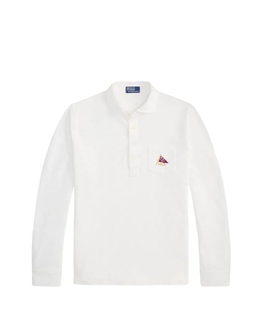 Polo Ralph Lauren White Embroidered Mesh Polo Shirt for men