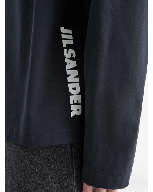 Jil Sander Blue T-Shirt À Coupe Boxy Et Logo Imprimé for men