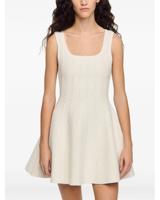 Sandro White Beaded Mini Dress