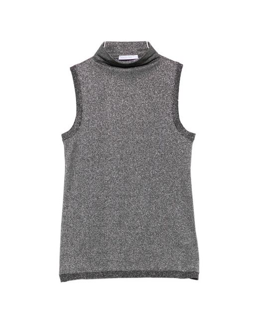 Patrizia Pepe Gray High-Neck Sleeveless Top