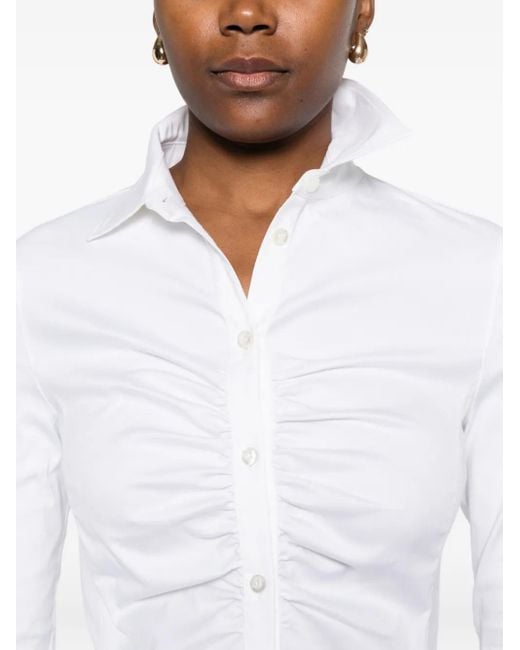 Balenciaga White Ruched Long-Sleeve Shirt