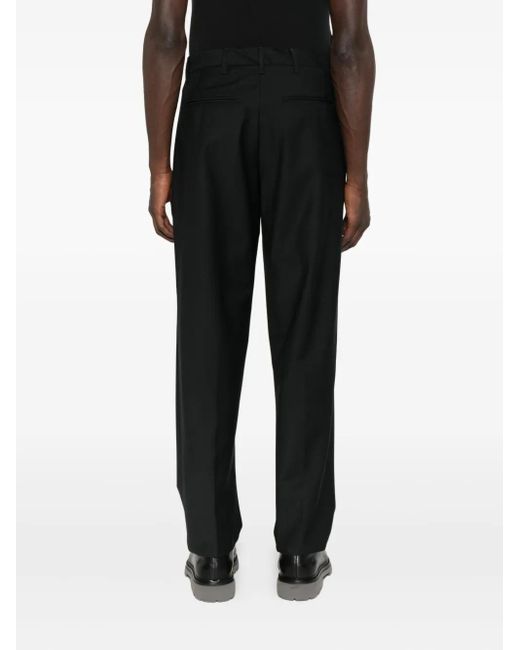 White Sand Black Pleated-Front Trousers for men