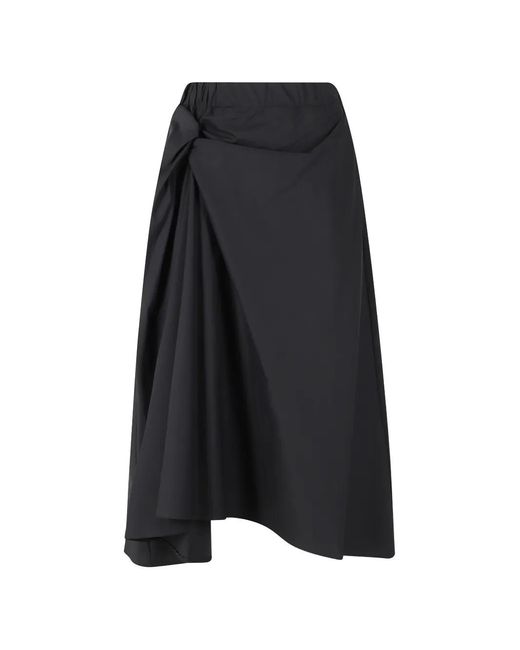 MEIMEIJ Black Knot-Detail Elasticated-Waist Midi Skirt