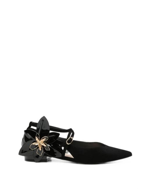 Liu Jo Black Floral-Embellished Pointed-Toe Sandals