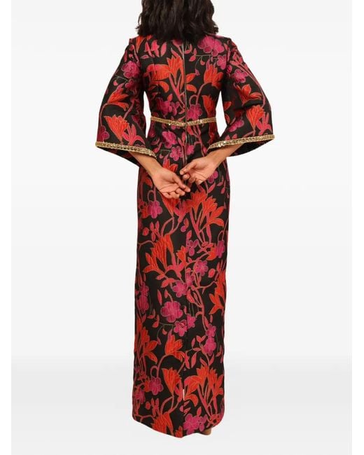 Baruni Red Mira Floral Maxi Dress