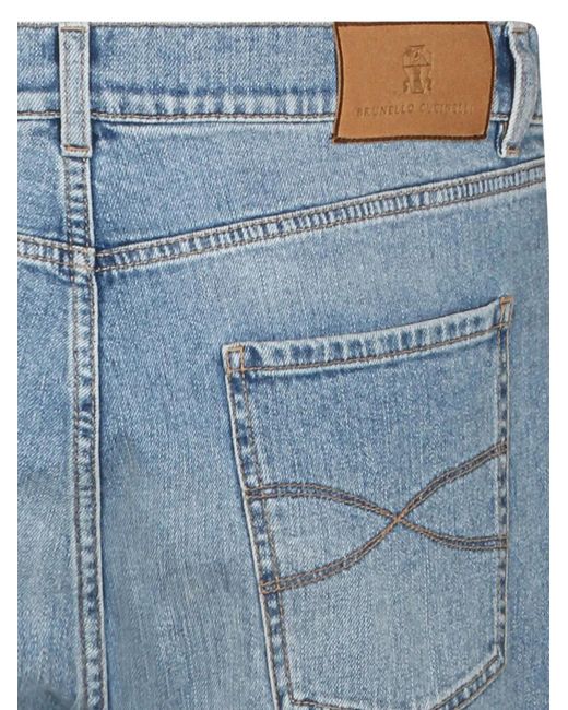 Brunello Cucinelli Blue Logo-Patch Jeans for men
