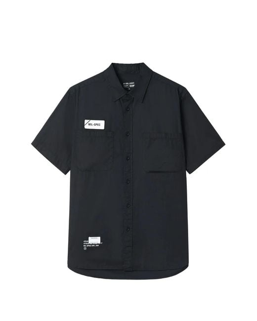 Izzue Black Logo-Patch Short-Sleeve Shirt for men
