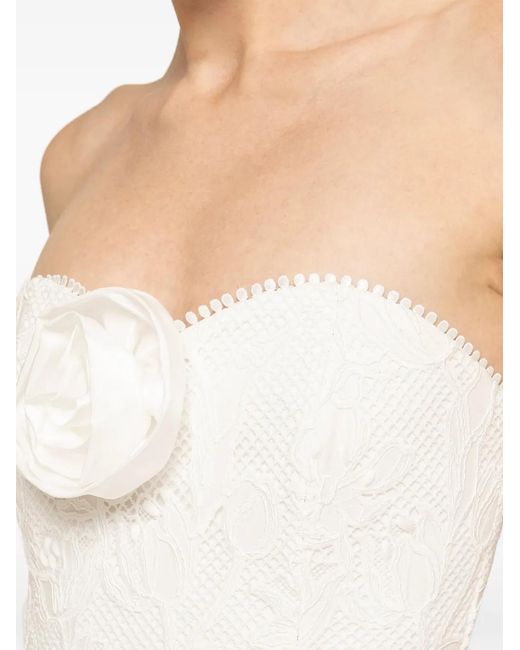 Nissa White Strapless Mini Lace Dress
