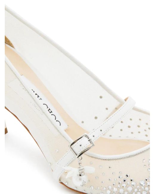 Jimmy Choo White Pumps mit Kristallen 65mm