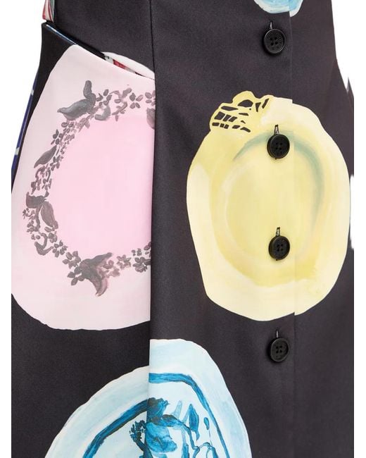 Stine Goya White Plate-Print Button-Up Mini Dress