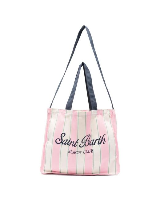 Mc2 Saint Barth Pink Saint Barth Striped Beach Bag
