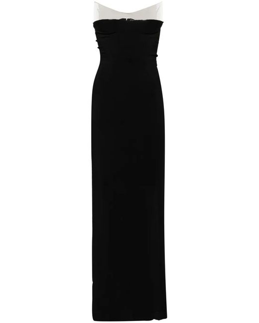 Mugler Black Structured Strapless Maxi Dress