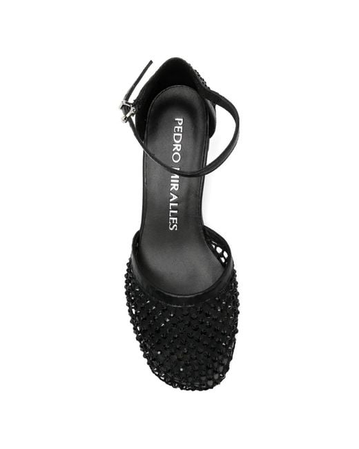 Pedro Miralles Black Viana Crystal-Embellished Mesh Pumps