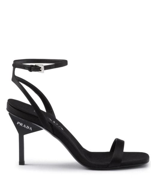 Prada Black 85mm Geometric-heel Satin Sandals