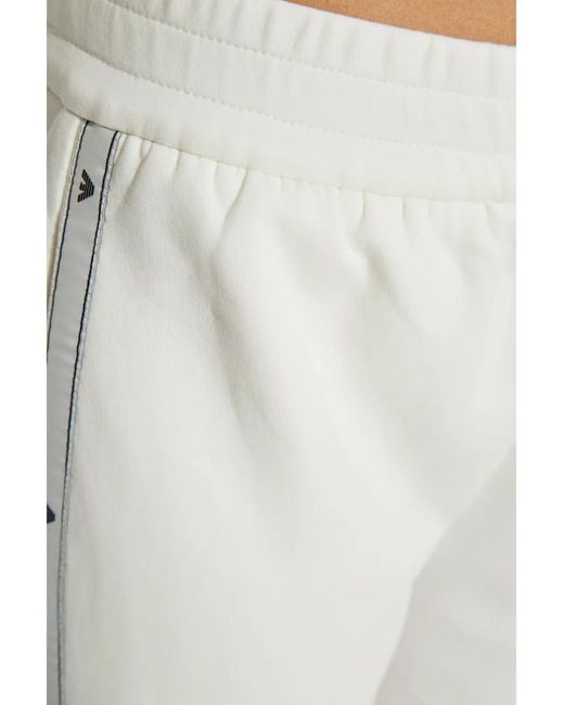 Emporio Armani White Logo-Detailed Stretch-Cotton Track Pants