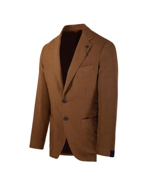 Santaniello Brown Buttoned Blazer for men