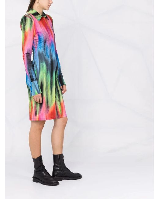 The Attico Green Graphic-Print Shirtdress
