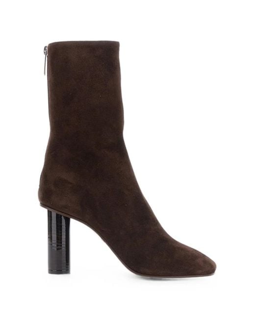 Paris Texas Brown Alice Croc-Effect Block-Heel Ankle Boots