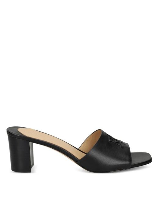 Ralph Lauren Black Logo-Embossed Open-Toe Sandals