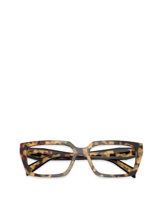 Prada White Brille Mit Eckigem Gestell