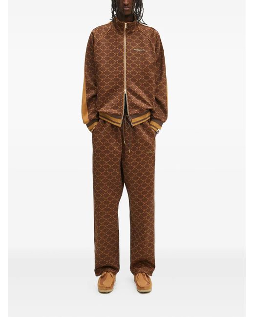A Bathing Ape Brown Logo-Print Side-Stripe Trousers for men