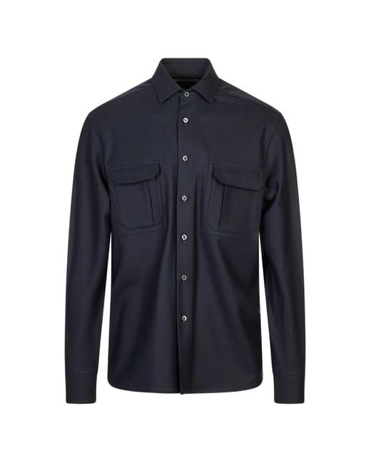 Corneliani Blue Flap-Pocket Shirt for men