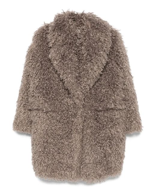 Tagliatore Natural Faux-Fur Lapel Coat