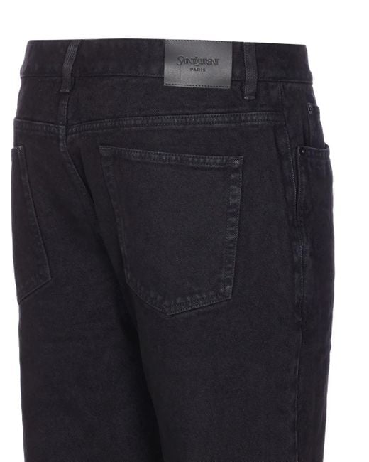 Saint Laurent Blue Classic-Five Pockets Logo-Patch Jeans for men