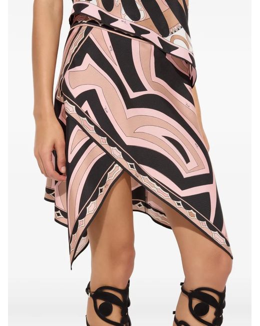 Emilio Pucci White Labirinto Print Silk Scarf Skirt