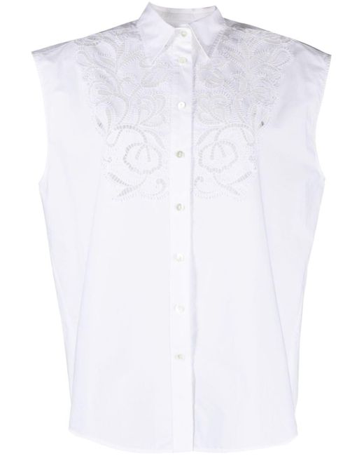 Camisa Canyox con detalle de ganchillo P.A.R.O.S.H. de color White