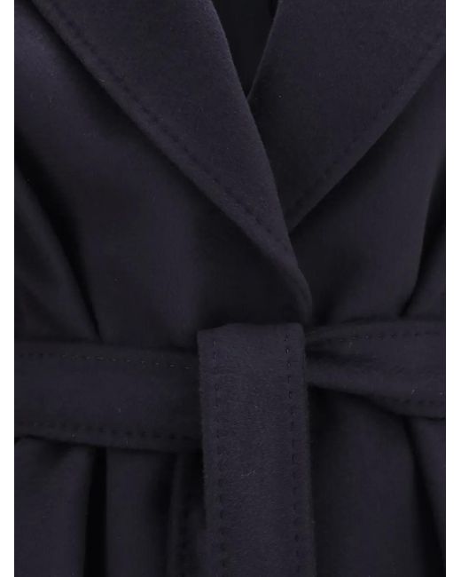 Max Mara Blue Dravenna Belted Notch-Lapel Coat