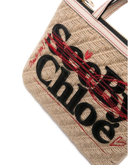 See By Chloé White Logo-lettering Jute Crossbody Bag