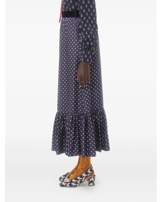 Valentino Garavani Purple Plus De Pois Twill Midi Skirt