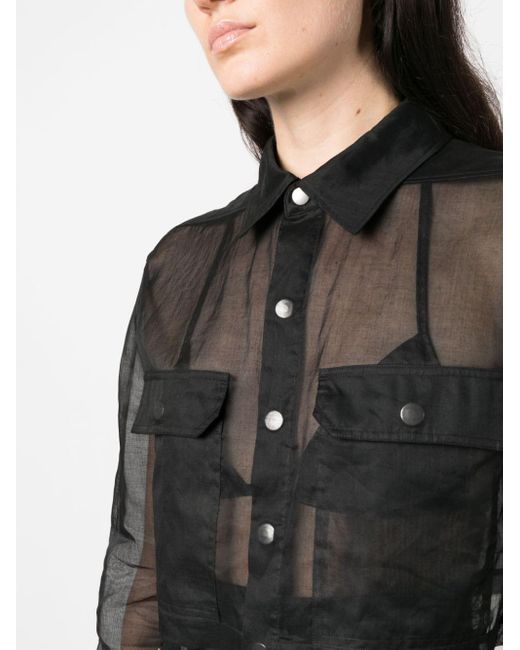 Rick Owens Black Semi-transparentes Hemd