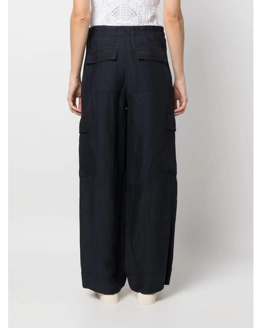 Vince Black Wide-Leg Linen Trousers