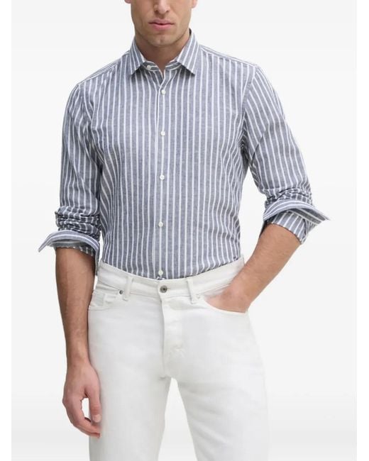 Joop! Blue Striped Cotton-Linen Shirt for men