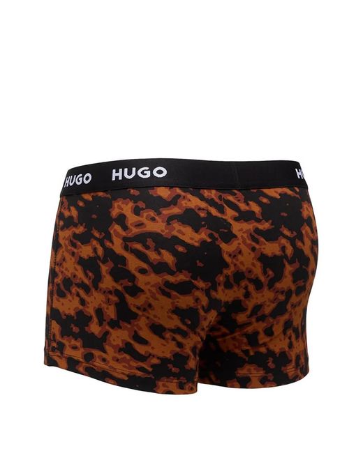 HUGO Black Logo-Waistband Patterned Trunks (Set Of Three) for men
