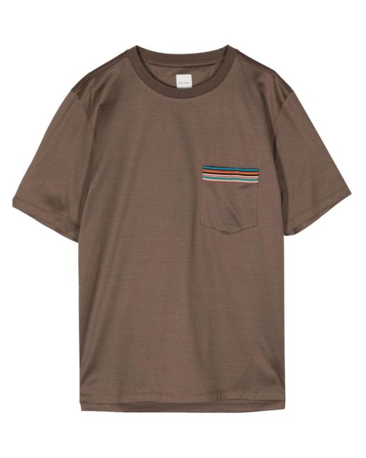 Camiseta Signature Stripe con bolsillo Paul Smith de hombre de color Brown