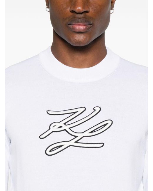 Jersey con logo bordado Karl Lagerfeld de hombre de color White