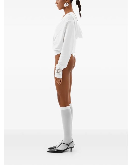 ANNAFOXY White Draped Bodysuit