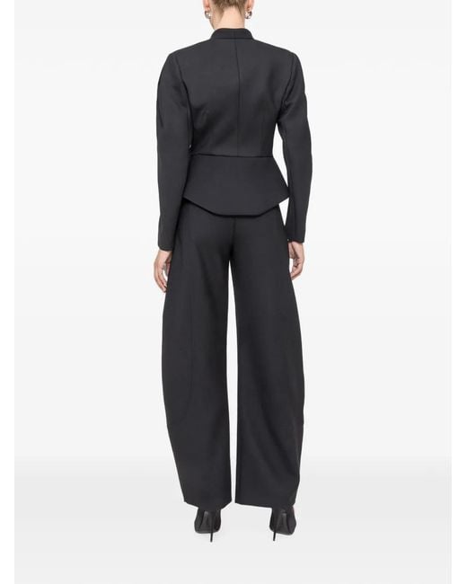 Nissa Black Tailored Wool V-Neck Jacket