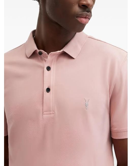 AllSaints Pink Buttoned Polo Shirt for men