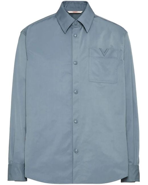 Valentino Garavani Blue V-Detail Shirt Jacket for men