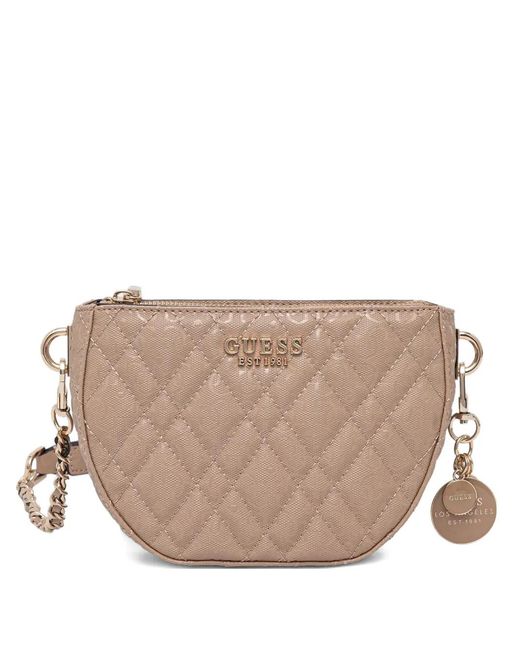Guess Brown Isemay Quilted Satchel