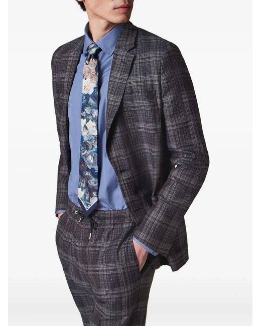 Paul Smith Blue Checked Single-Breasted Blazer for men