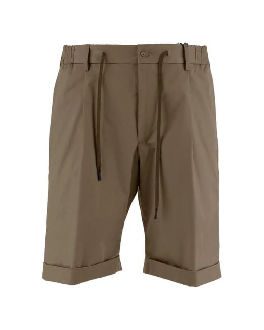 Tagliatore Green Drawstring-Waist Turn-Up Shorts for men