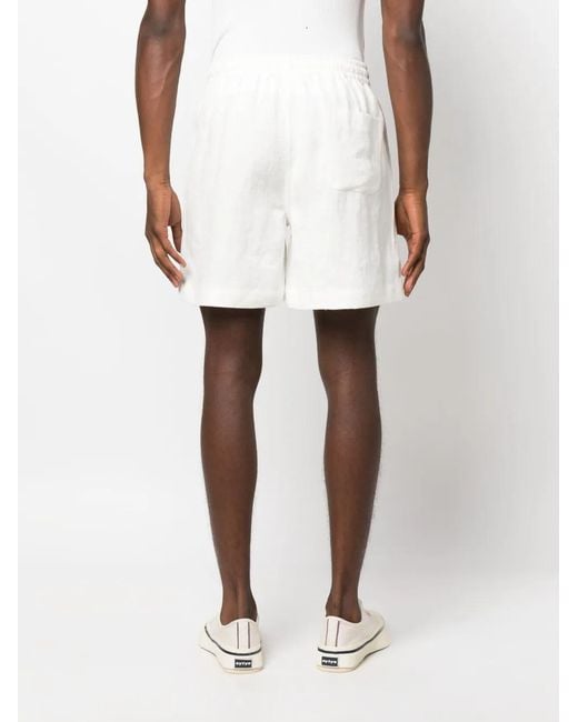 Commas White Linen Lounge Shorts for men